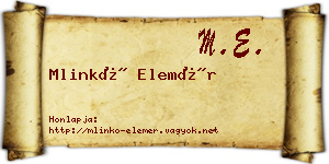 Mlinkó Elemér névjegykártya