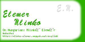 elemer mlinko business card